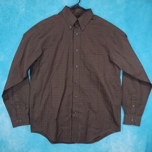 Roundtree & Yorke Men's 80's 2-Ply Fabric Long Sleeve Shirt, Brown, Size Medium